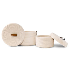 Load image into Gallery viewer, Set of Two Lidded Baskets - Off White DENJA & CO Australia