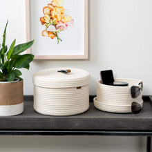 Load image into Gallery viewer, Set of Two Lidded Baskets - Off White DENJA & CO Australia