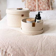 Load image into Gallery viewer, Set of Two Lidded Baskets - Off White DENJA & CO Australia