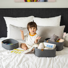 Load image into Gallery viewer, Set of Three Rectangle Baskets - Charcoal Gray DENJA & CO Australia