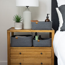 Load image into Gallery viewer, Set of Three Rectangle Baskets - Charcoal Gray DENJA & CO Australia