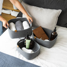 Load image into Gallery viewer, Set of Three Rectangle Baskets - Charcoal Gray DENJA & CO Australia