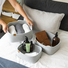 Load image into Gallery viewer, Set of Three Rectangle Baskets - Light Gray DENJA & CO Australia