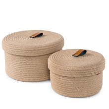 Load image into Gallery viewer, Set of Two Lidded Baskets - Jute Rope
