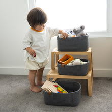 Load image into Gallery viewer, Set of Three Rectangle Baskets - Charcoal Gray DENJA &amp; CO Australia
