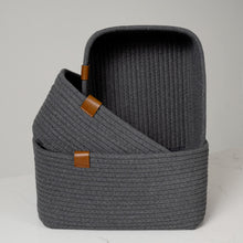 Load image into Gallery viewer, Set of Three Rectangle Baskets - Charcoal Gray DENJA &amp; CO Australia
